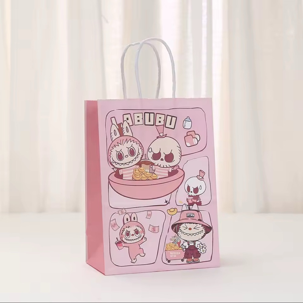 Labubu Gift Bags, 8*6*3 Pink, Paper Bags